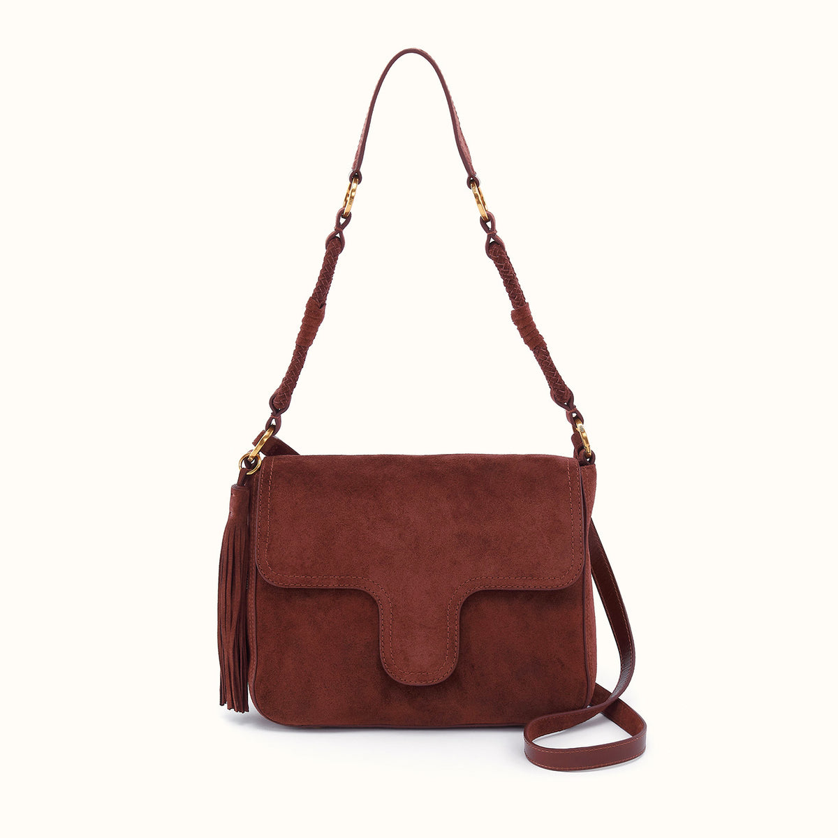 Rogue Shoulder In Suede Leather - Chocolate