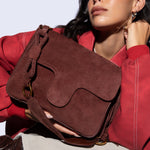 Rogue Shoulder In Suede Leather - Chocolate