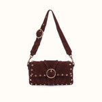 Charlie Baguette Bag In Suede Leather - Chocolate