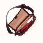 Charlie Baguette Bag In Suede Leather - Chocolate
