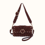 Charlie Baguette Bag In Suede Leather - Chocolate