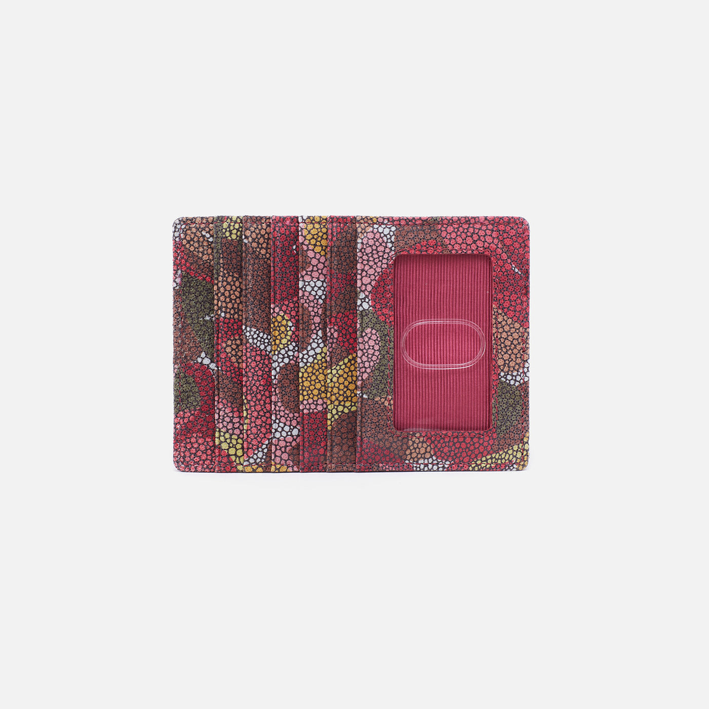 Euro Slide Card Case in Printed Leather - Abstract Foliage