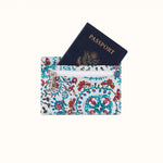 Euro Slide Card Case in Printed Leather - Batik Blooms