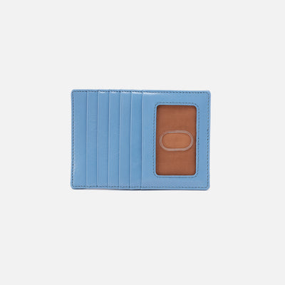 Euro Slide Card Case In Polished Leather - Faded Denim