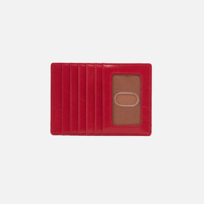 Euro Slide Card Case In Polished Leather - Hibiscus