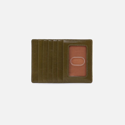 Euro Slide Card Case In Polished Leather - Olive Veil