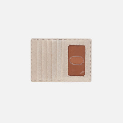 Euro Slide Card Case In Metallic Leather - Sand Shimmer