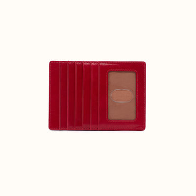 Euro Slide Card Case In Polished Leather - True Red