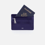 Euro Slide Card Case in Polished Leather - Winter Violet