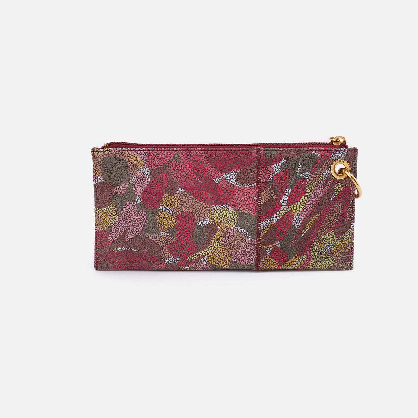 Vida Wristlet in Printed Leather - Abstract Foliage