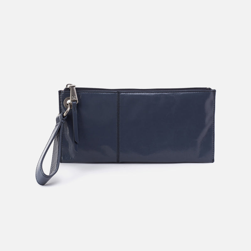 Vida Wristlet In Polished Leather Blue Stone – HOBO