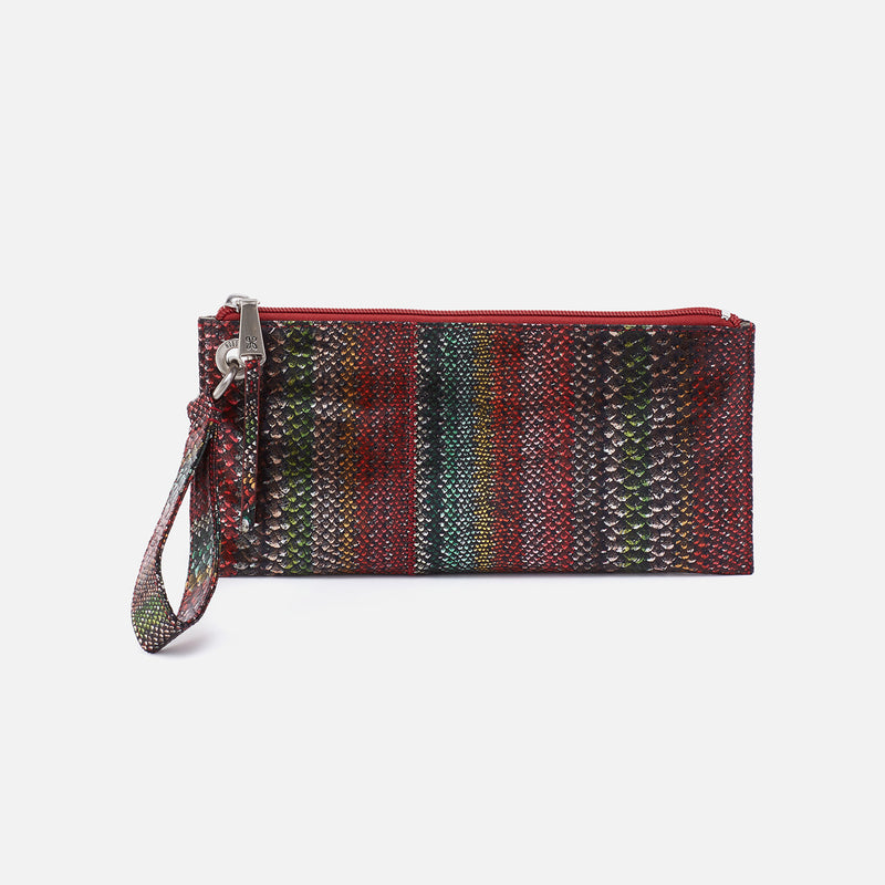 Vida Wristlet in Printed Leather - Holiday Stripe