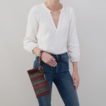 Vida Wristlet in Printed Leather - Holiday Stripe