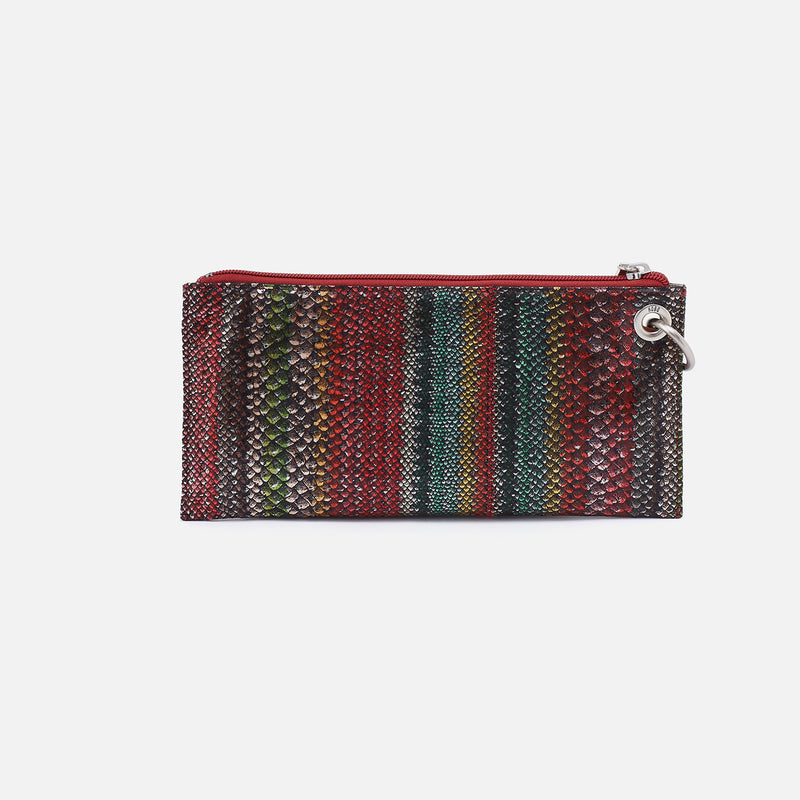 Vida Wristlet in Printed Leather - Holiday Stripe