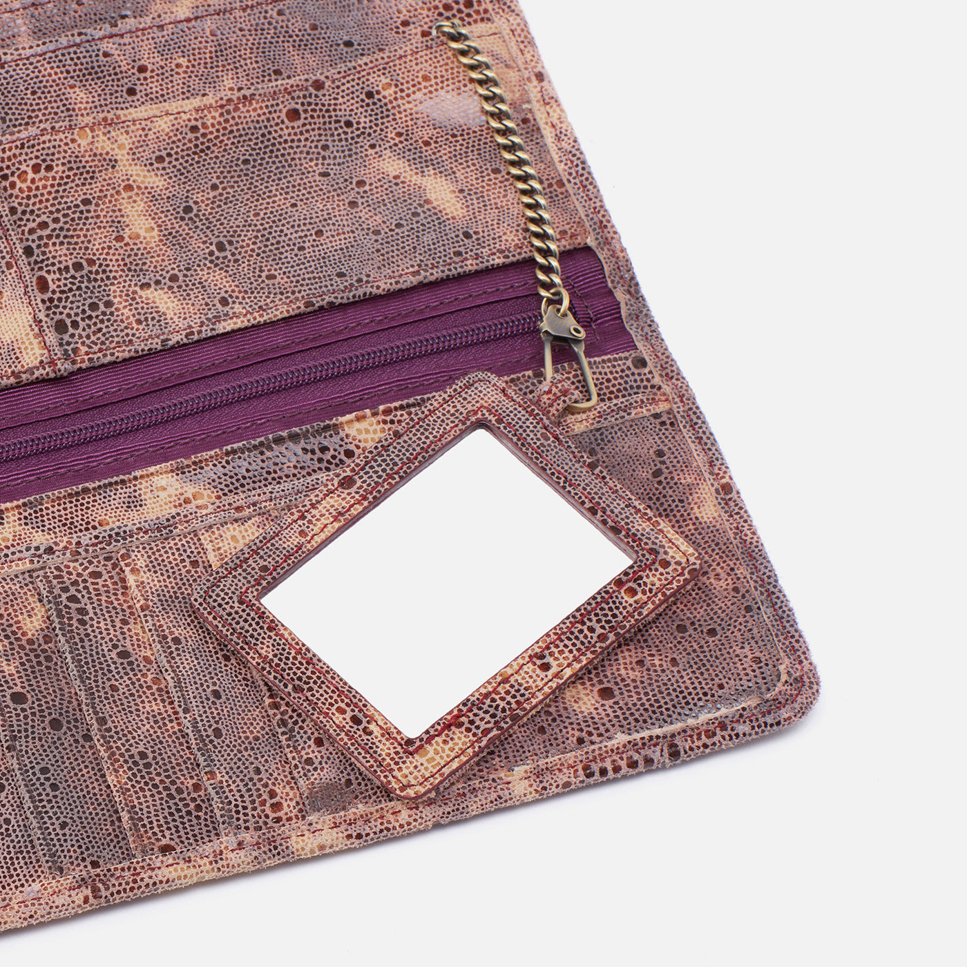 Rachel Continental Wallet in Printed Leather - Autumn Sky