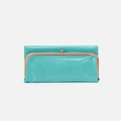 Rachel Continental Wallet in Polished Leather - Light Aqua