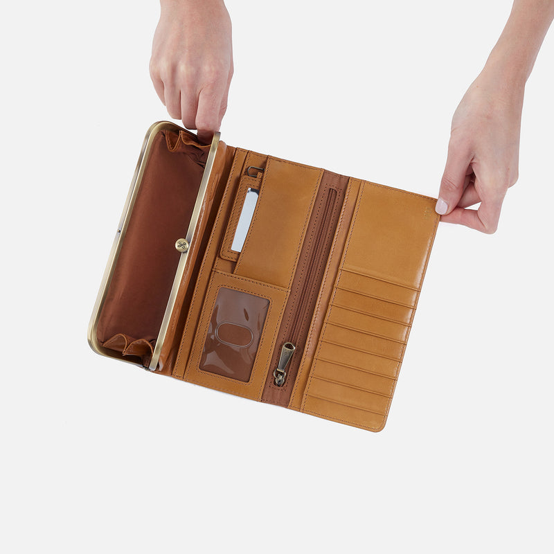 Rachel Continental Wallet in Polished Leather Natural – HOBO