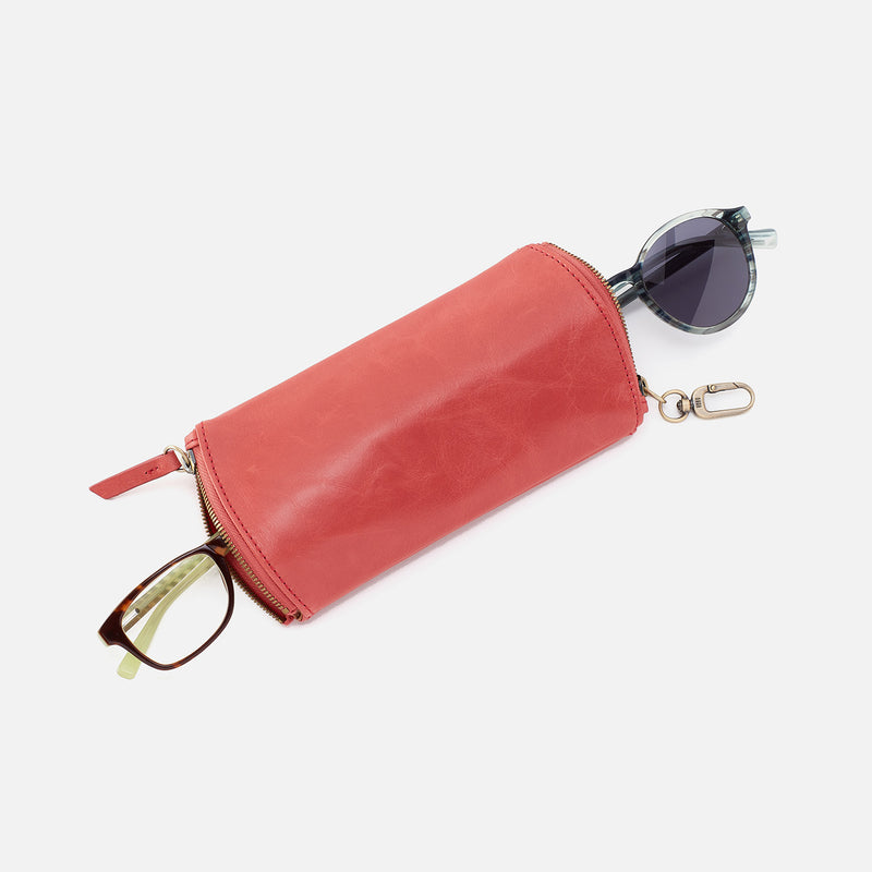 Spark Double Eyeglass Case in Polished Leather - Cherry Blossom