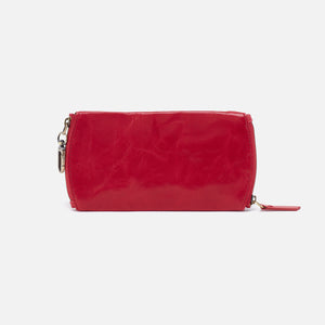 Spark Double Eyeglass Case In Polished Leather - Hibiscus