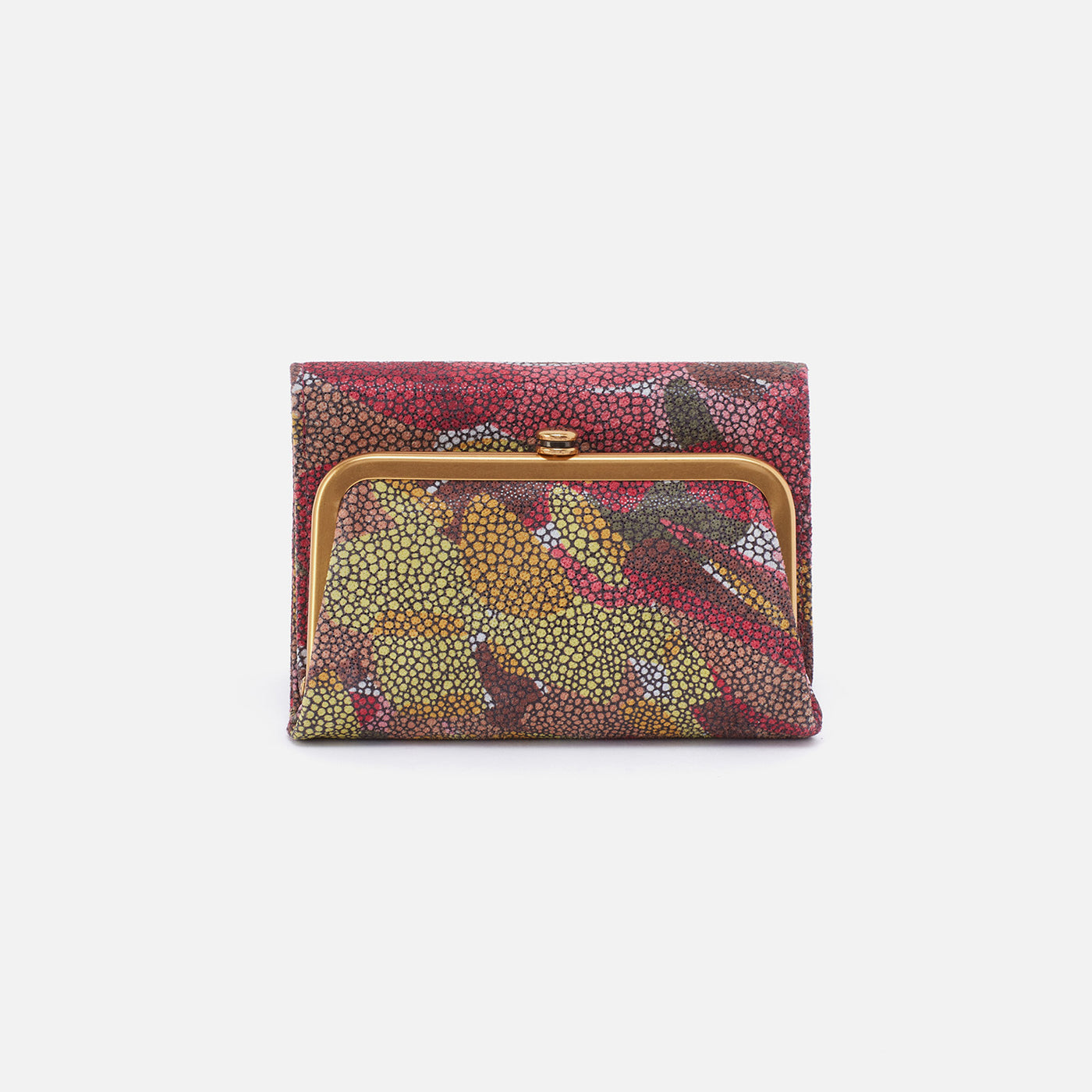 Robin Compact Wallet in Printed Leather - Abstract Foliage