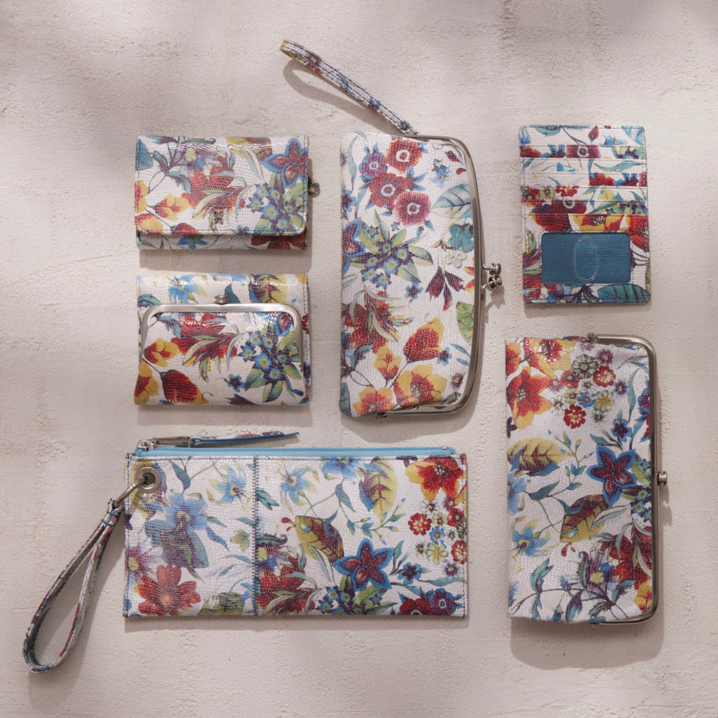 Robin Compact Wallet in Printed Leather - Botanic Print
