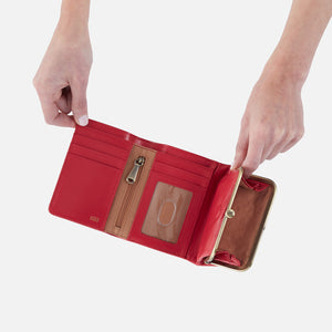 Robin Compact Wallet In Polished Leather - Hibiscus