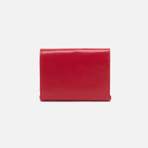 Robin Compact Wallet In Polished Leather - Hibiscus