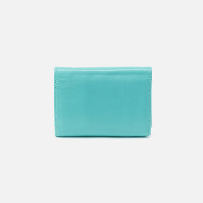 Robin Compact Wallet in Polished Leather - Light Aqua