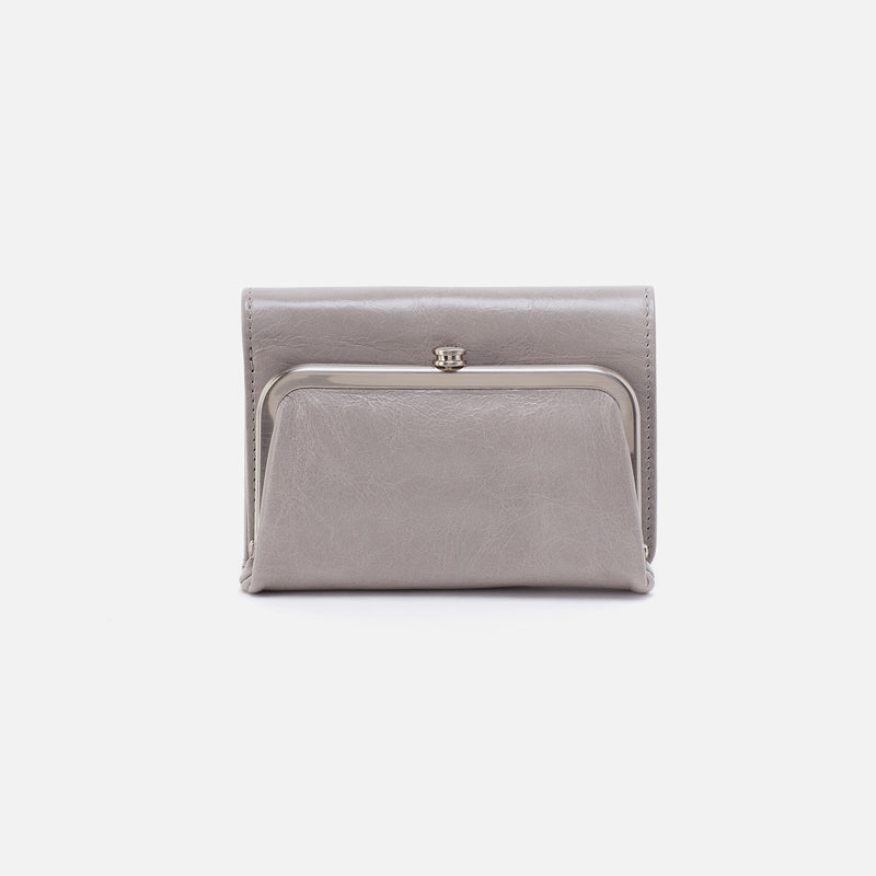 Robin Compact Wallet In Polished Leather - Light Grey