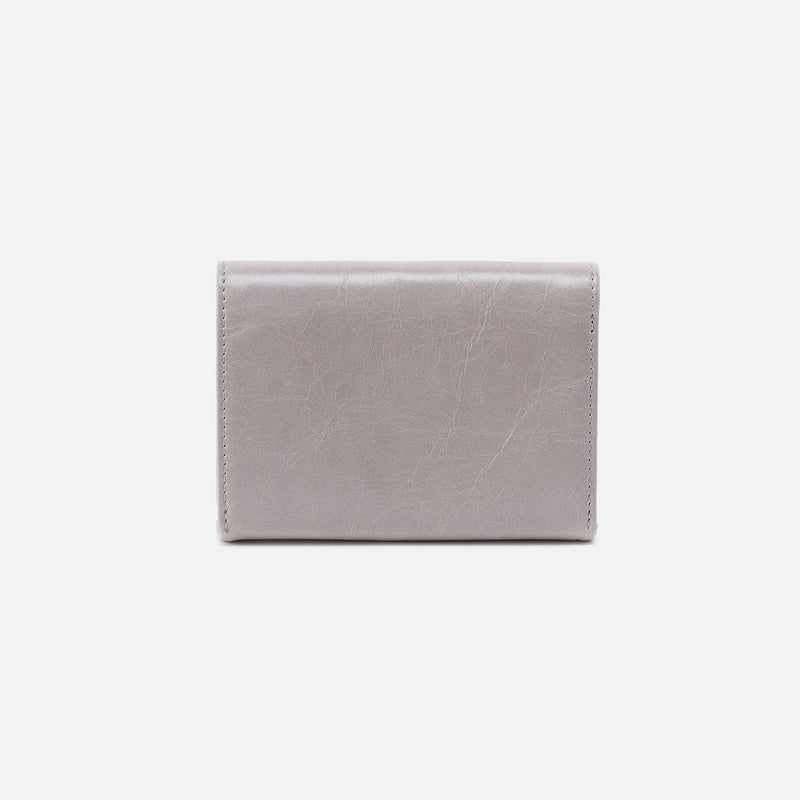 Robin Compact Wallet in Polished Leather - Light Grey