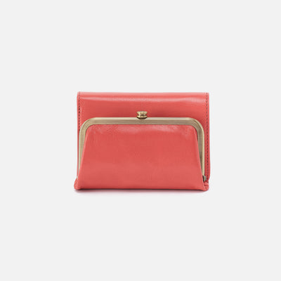 Robin Compact Wallet In Polished Leather - Pink Mirage