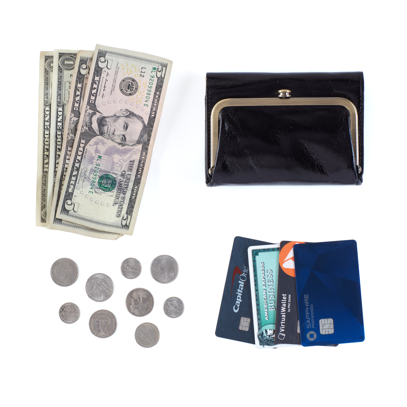 Robin Compact Wallet in Metallic Leather - Strawberry Fields