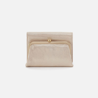 Robin Compact Wallet In Metallic Leather - Sand Shimmer