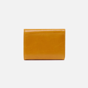 Robin Compact Wallet in Polished Leather - Warm Amber