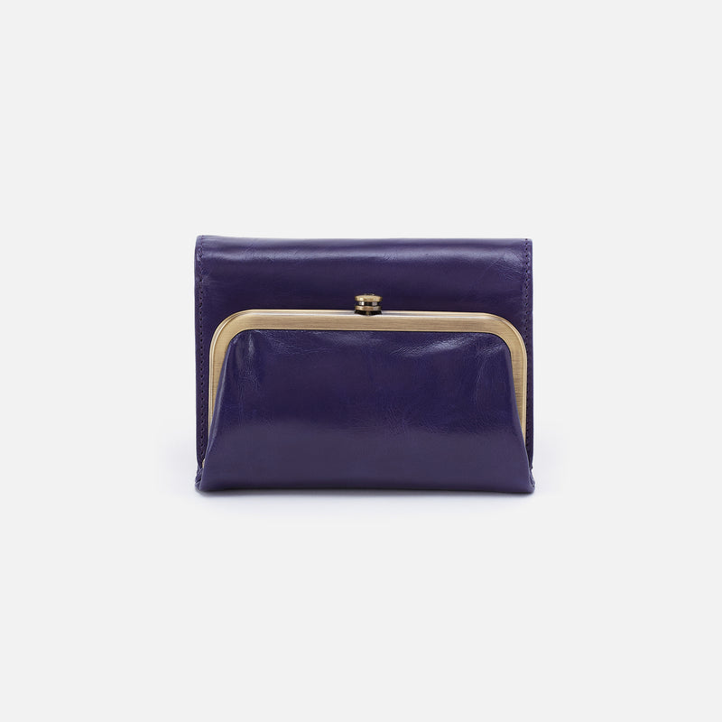 Robin Compact Wallet in Polished Leather - Winter Violet