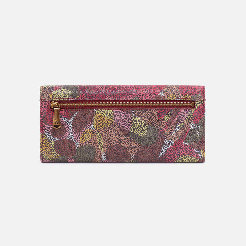 Jill Large Trifold Wallet in Printed Leather - Abstract Foliage