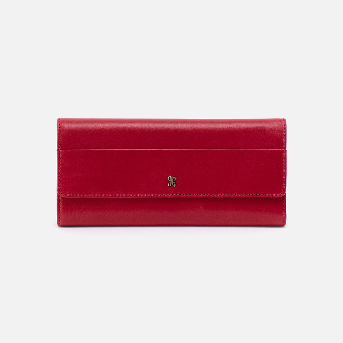 Jill Large Trifold Continental Wallet in Polished Leather - Claret