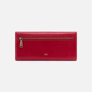 Jill Large Trifold Wallet in Polished Leather - Claret