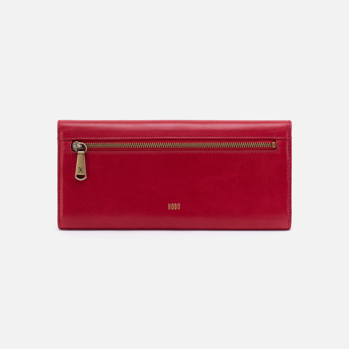 Jill Large Trifold Continental Wallet in Polished Leather - Claret