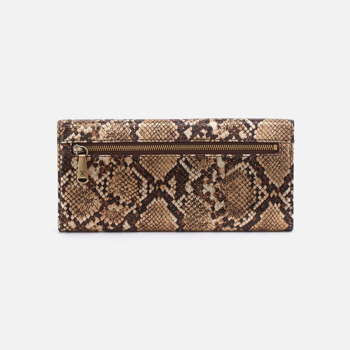 Jill Large Trifold Continental Wallet in Printed Leather - Golden Snake