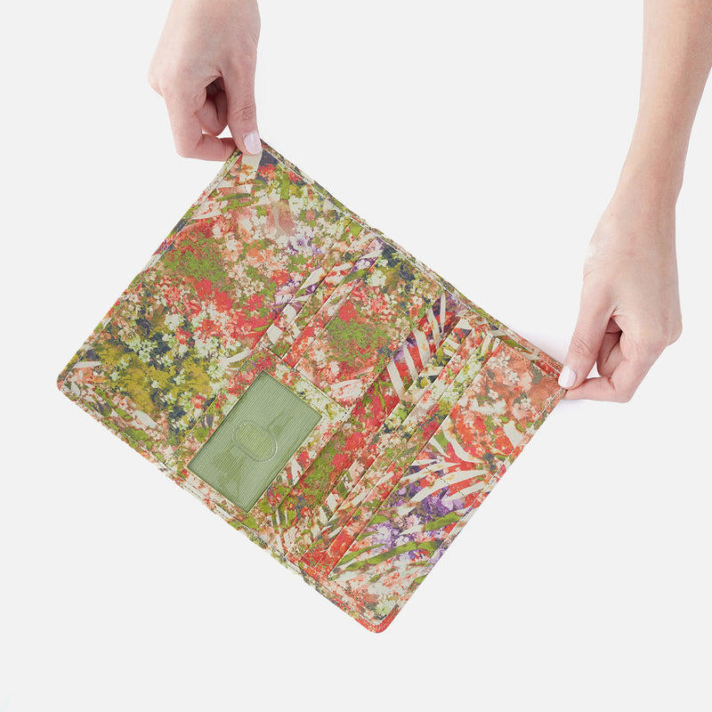 Jill Large Trifold Wallet in Printed Leather - Tropic Print