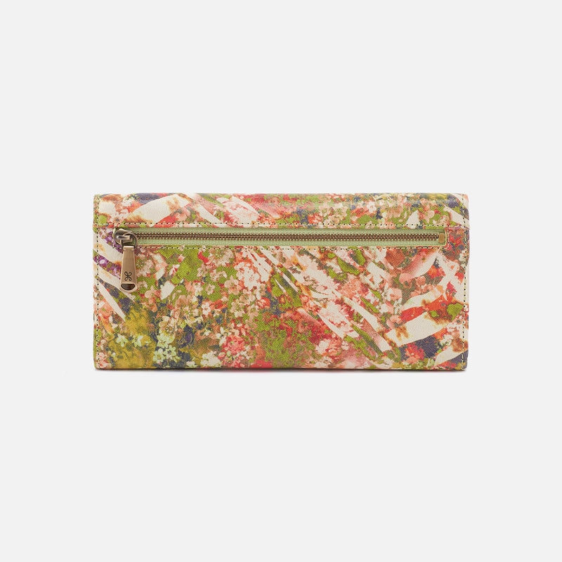 Jill Large Trifold Wallet in Printed Leather - Tropic Print