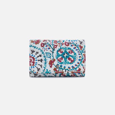 Jill Trifold Wallet in Printed Leather - Batik Blooms