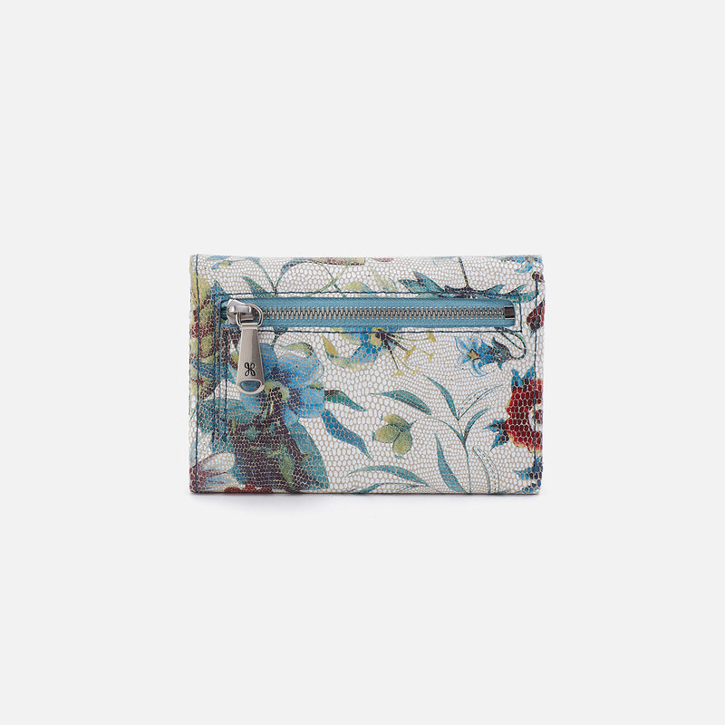 Jill Trifold Wallet in Printed Leather - Botanic Print