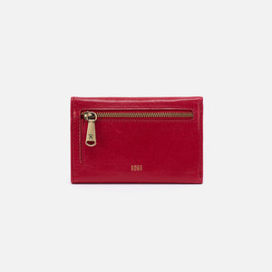 Jill Trifold Wallet in Polished Leather - Claret