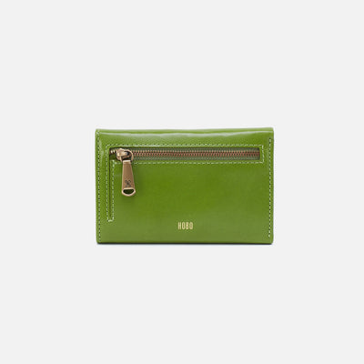 Jill Trifold Wallet in Polished Leather - Garden Green