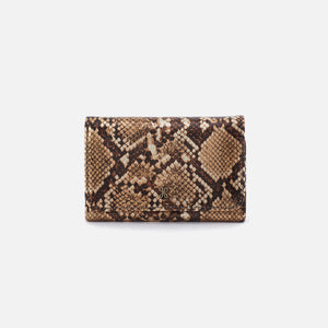 Jill Trifold Wallet in Printed Leather - Golden Snake