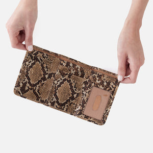 Jill Trifold Wallet in Printed Leather - Golden Snake