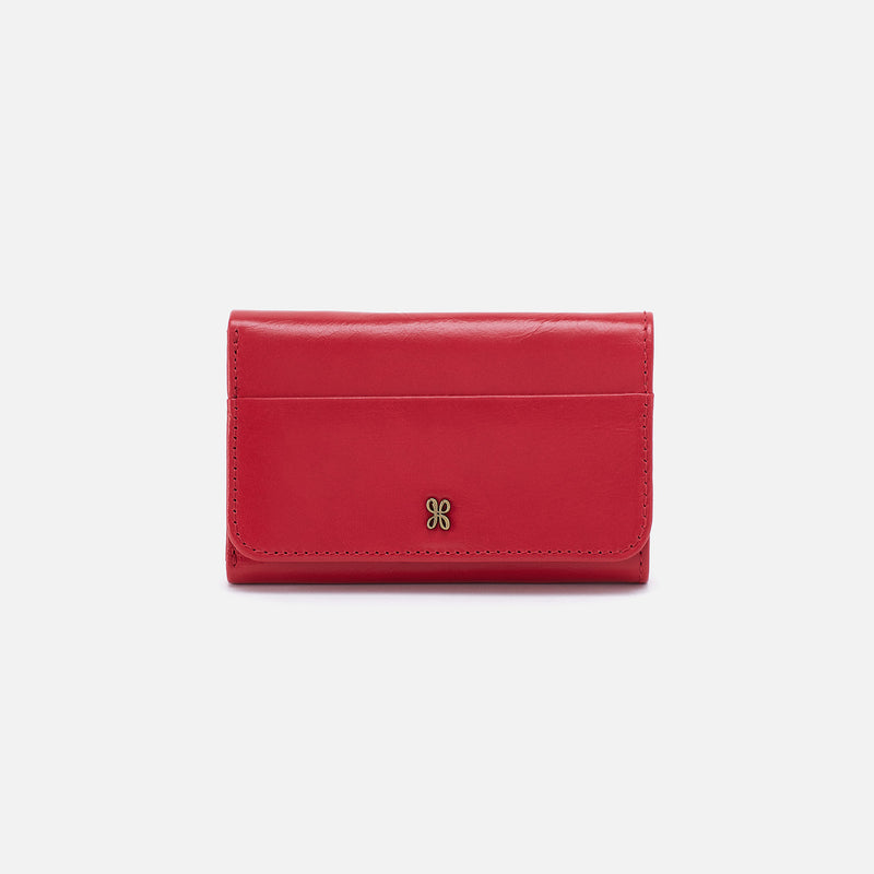 Jill Trifold Wallet In Polished Leather - Hibiscus