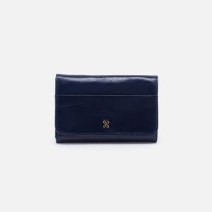 Jill Trifold Wallet in Polished Leather - Nightshade